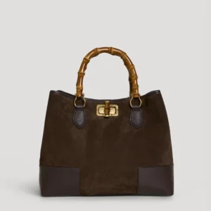 Bamboo Babe Tasche aus dunkelbraunem Wildleder und Leder